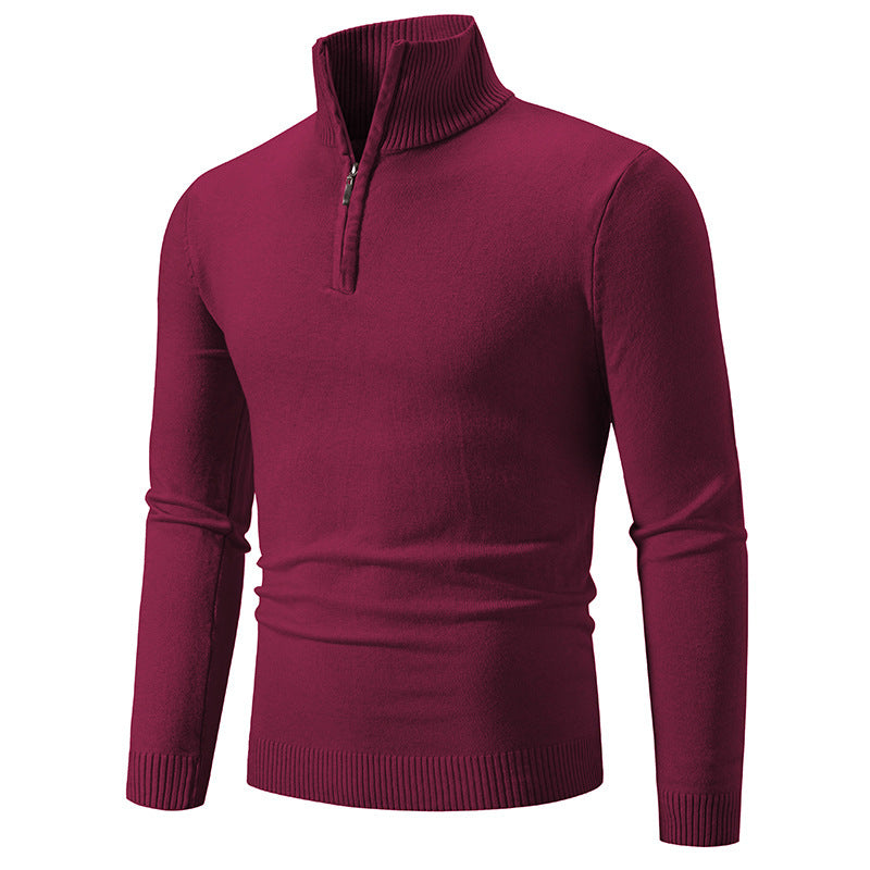 2023 Men's Plus Size Fleece Zip Mock Neck Sweater
